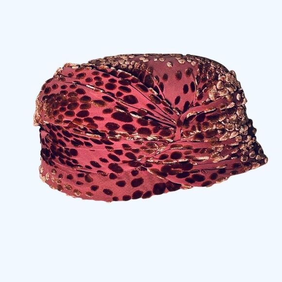 Kate Bishop Cloche 20s vintage style hat rosettes burnout velvet wine burgundy main image 5